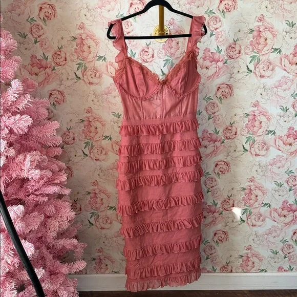 V. Chapman Fiorenza Midi Dress in Dusty Cedar - Picture 3 of 11